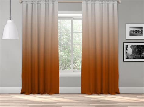 Burnt Orange Grey Ombre Curtain Panelshades Ombregradient Etsy