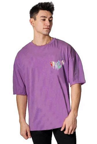 Round IPM Life Purple Oversized T Shirt Half Sleeves Printed At Rs