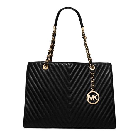 Michael Kors Susannah Large Chevron Quilted Leather Tote In Black Lyst