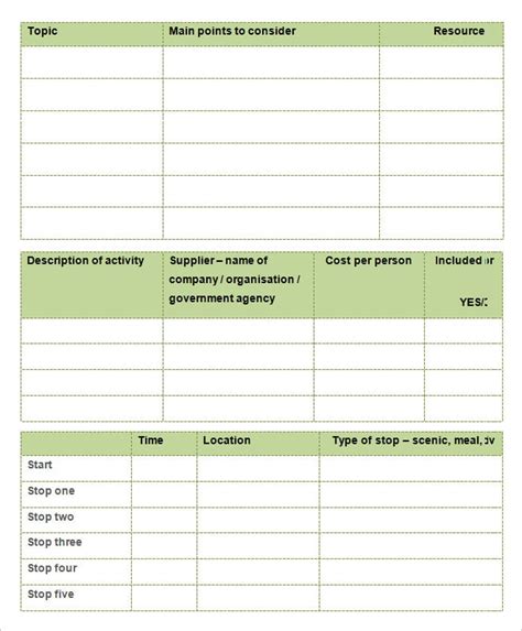 Vacation Itinerary Template Excel