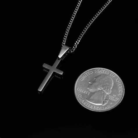 Small Cross Necklace For Men Stainless Steel Silver Cross Etsy