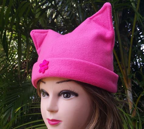 Pink Pussycat Hat Fleece Pussycat Pink Hat Pink Pussy Hat Etsy