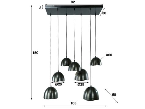 ANUK Hängelampe 7 flammig Material Metall Nickel schwarz