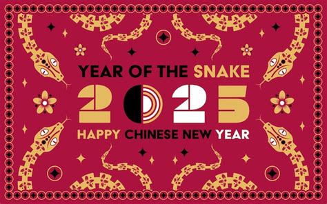 Feliz año nuevo chino 2025 Signo del zodiaco de la serpiente diseño de