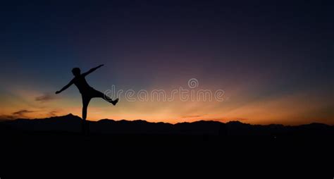 Silhouette of Man Doing Walking at Sunset, Stock Image - Image of ...