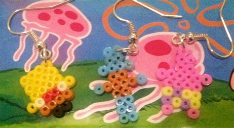 Items Similar To Spongebob Earrings Hama Perler Beads On Etsy