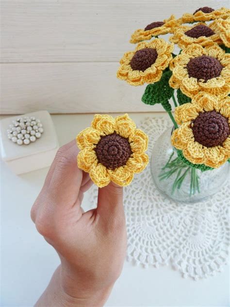 Crochet Sunflowers In A Pot Pattern Ukrainian Sunflowers Etsy Crochet Sunflower Crochet