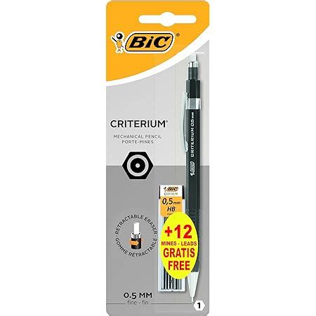 Bic Criterium Porte Mines Mm Hb Corps Noir Ou Blanc Blister De