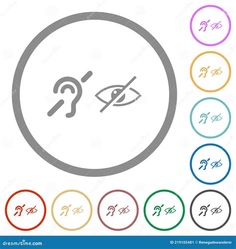 Hearing And Visually Impaired Symbols Flat White Icons In Square