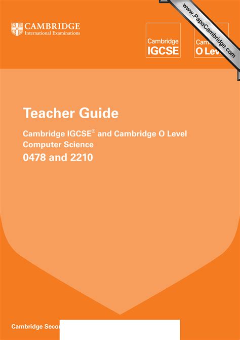 0478 2210 Computer Science Teacher Guide 2014 Teacher Guide Cambridge Igcse ® And