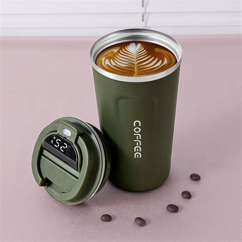 380ml 510ml Smart Temperature Display Stainless Steel Coffee Cup Double