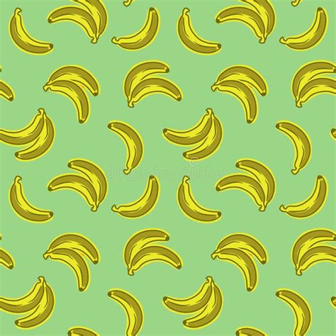 Banana Vector Seamless Pattern Colorful Bananas On Green Background