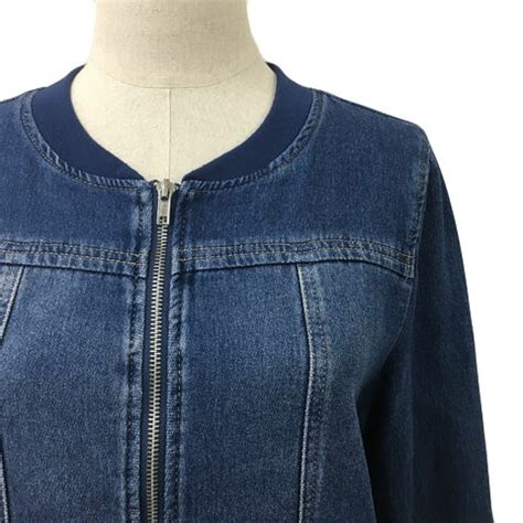 楽天市場中古キューティーブロンド Cutie Blonde ジャケット デニム ノーカラー ジップアップ 長袖 L 青 紺 ブルー