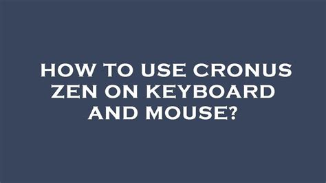 How To Use Cronus Zen On Keyboard And Mouse Youtube