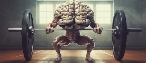 Premium Ai Image Mental Health Concept Brain Lifting Weight In Gym