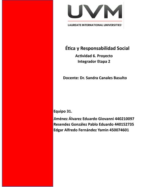 actividad 6 proyecto integrador etapa 2 Ética y Responsabilidad