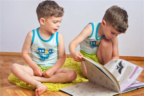 Twin brothers with book stock photo. Image of green, curiosity - 56747952