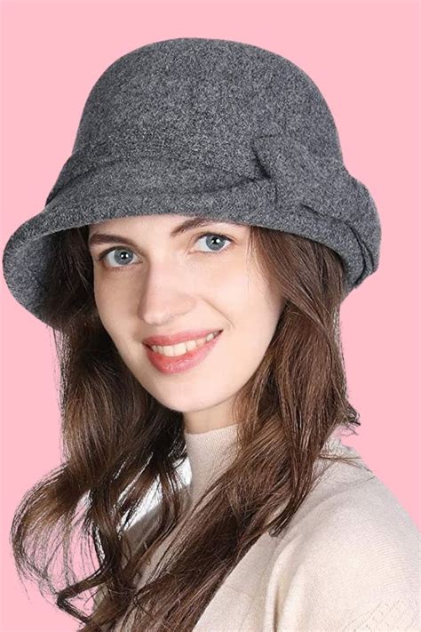 Jeff Aimy Women Winter Wool Bucket Hat Vintage Cloche Bowler Hat