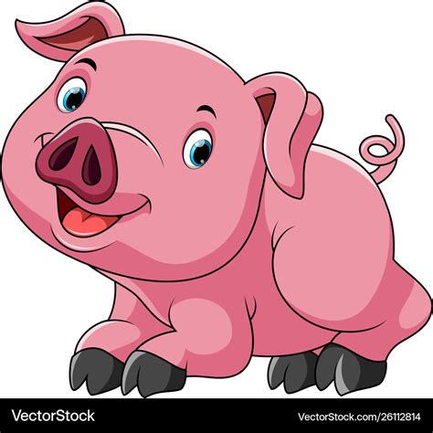 Cute pink pig cartoon Royalty Free Vector Image