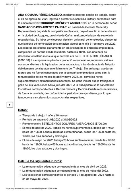 SOLUTION Examen Apeb1 20 Caso Pr Ctico Desarrolle Los C Lculos