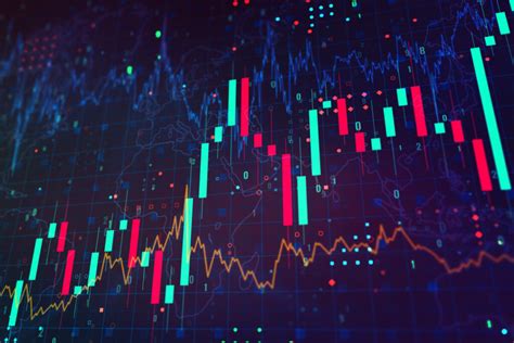 Close Up Of Financial Chart On Dark Blue Background Trading Concept