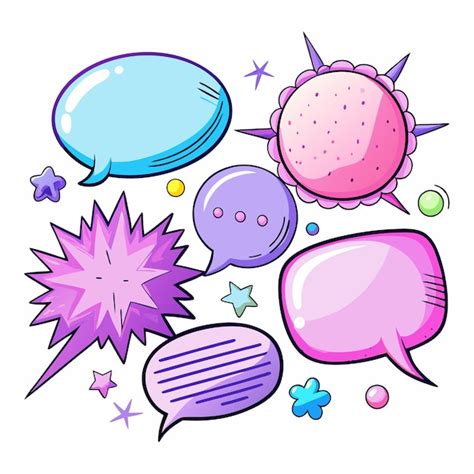 Colorful Speech Bubbles With Stars And Dots Premium Ai Generated Vector