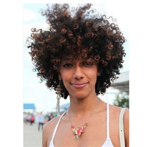 Wholesale Afro Kinky Curly Heat Resistant Synthetic Fiber With Bangs