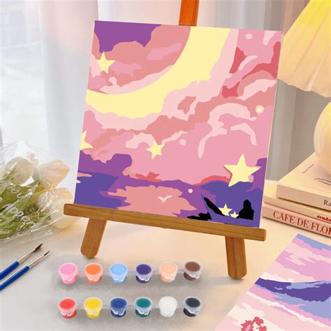 Jual Paint By Numbers X Cm Pink Clouds With Frame Diy Painting