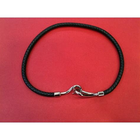 Collier Herm S Jumbo En Cuir Tress Noir