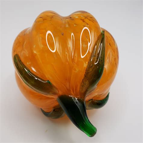 Art Glass Pumpkin Paperweight Figurine Etsy