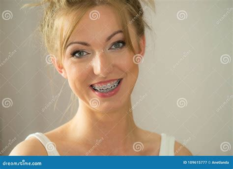 Happy Positive Smiling Blonde Woman Stock Image Image Of Teen Smiling