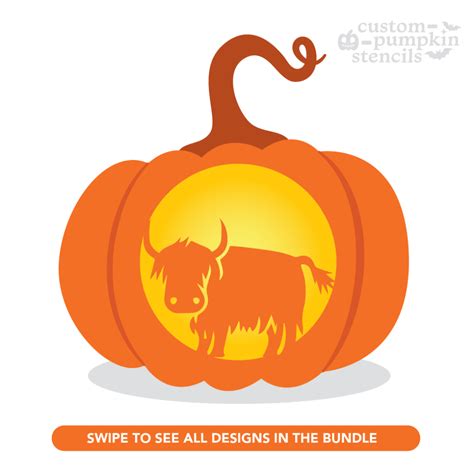 Highland Cow Pumpkin Carving Stencil Custom Pumpkin Stencils 2025