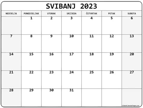 Svibanj 2023 Besplatni Kalendar Za Ispis Kalendar Svibanj