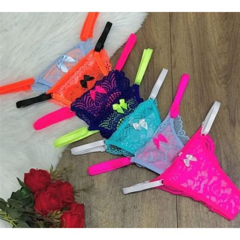Kit Calcinhas Neon Tanga Bicolor Renda Tanguinha Sexy Lingerie Modinha Barata Shopee Brasil