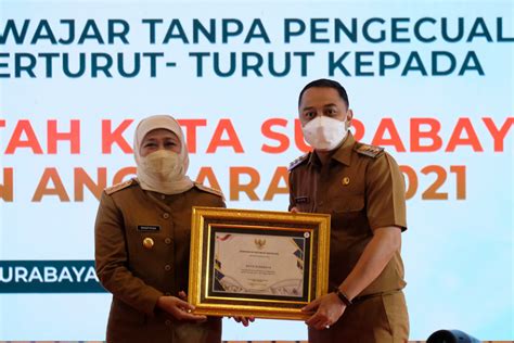 Sepuluh Kali Berturut Turut Raih Opini WTP Pemkot Surabaya Terima