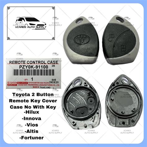 Toyota Hilux Innova Vios Altis Fortuner 2 Button Remote Key Cover Case