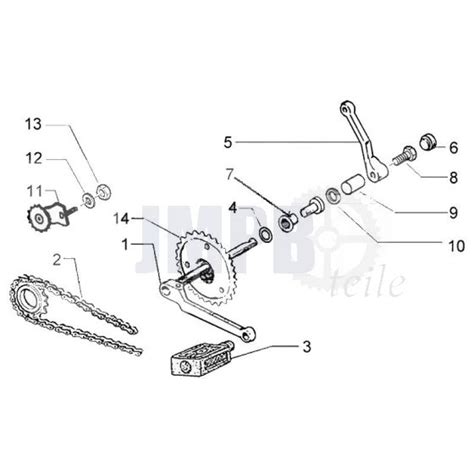 Explosionszeichnung Pedalwelle Vespa Ciao Jmpb Teile