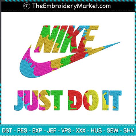 Nike Just Do It Colorful Embroidery Designs File Nike Machine