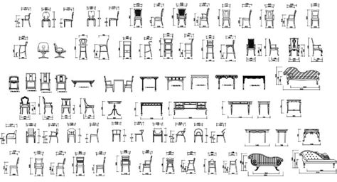 Chair CAD Blocks: Various Designs with Measurement Detail