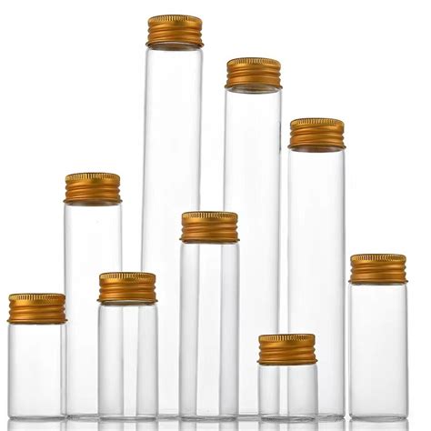 Glass Test Tube With Screw Aluminum Gold Cap China Glass Test Tube