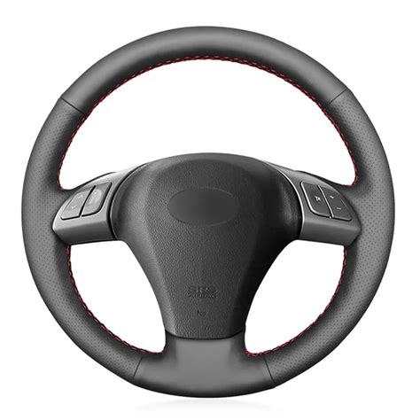 Black PU Faux Leather DIY Hand Stitched Car Steering Wheel Cover For