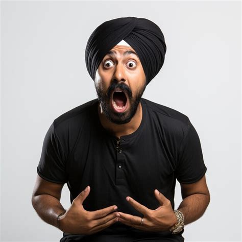 Premium Photo | A sikh man with a turban giving shocked expressions ...