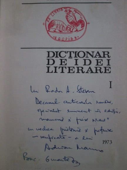 Adrian Marino Dictionar De Idei Literare Cu Autograful Autorului