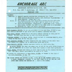 1981 02 AARC Newsletter Anchorage Amateur Radio Club