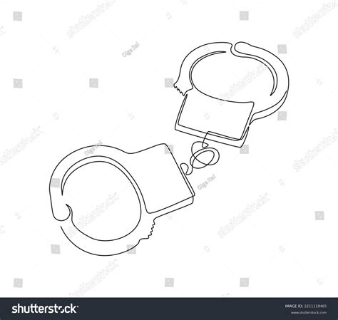 Handcuffs One Continuous Line Drawing Symbol Stock Vector (Royalty Free ...