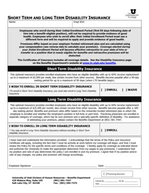 Fillable Online Hr Utah ADDITIONAL BENEFITS ENROLLMENT FORM Human