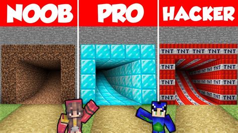 Minecraft Noob Vs Pro Safest Tunnel House Build Challenge Part