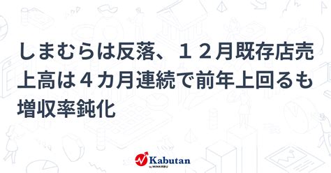 しまむらは反落、12月既存店売上高は4カ月連続で前年上回るも増収率鈍化 個別株 株探ニュース