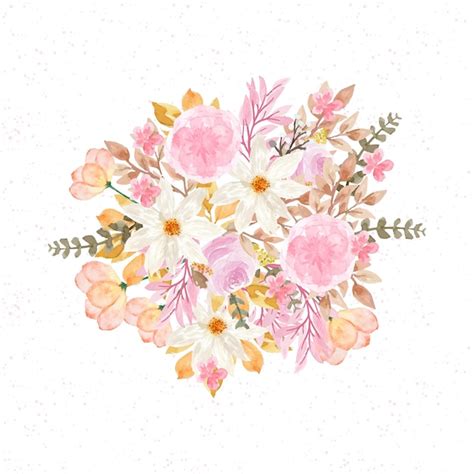 Free Vector Gorgeous Autumn Watercolor Floral Bouquet