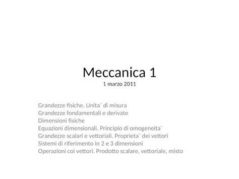 Ppt Meccanica Marzo Grandezze Fisiche Unita Di Misura